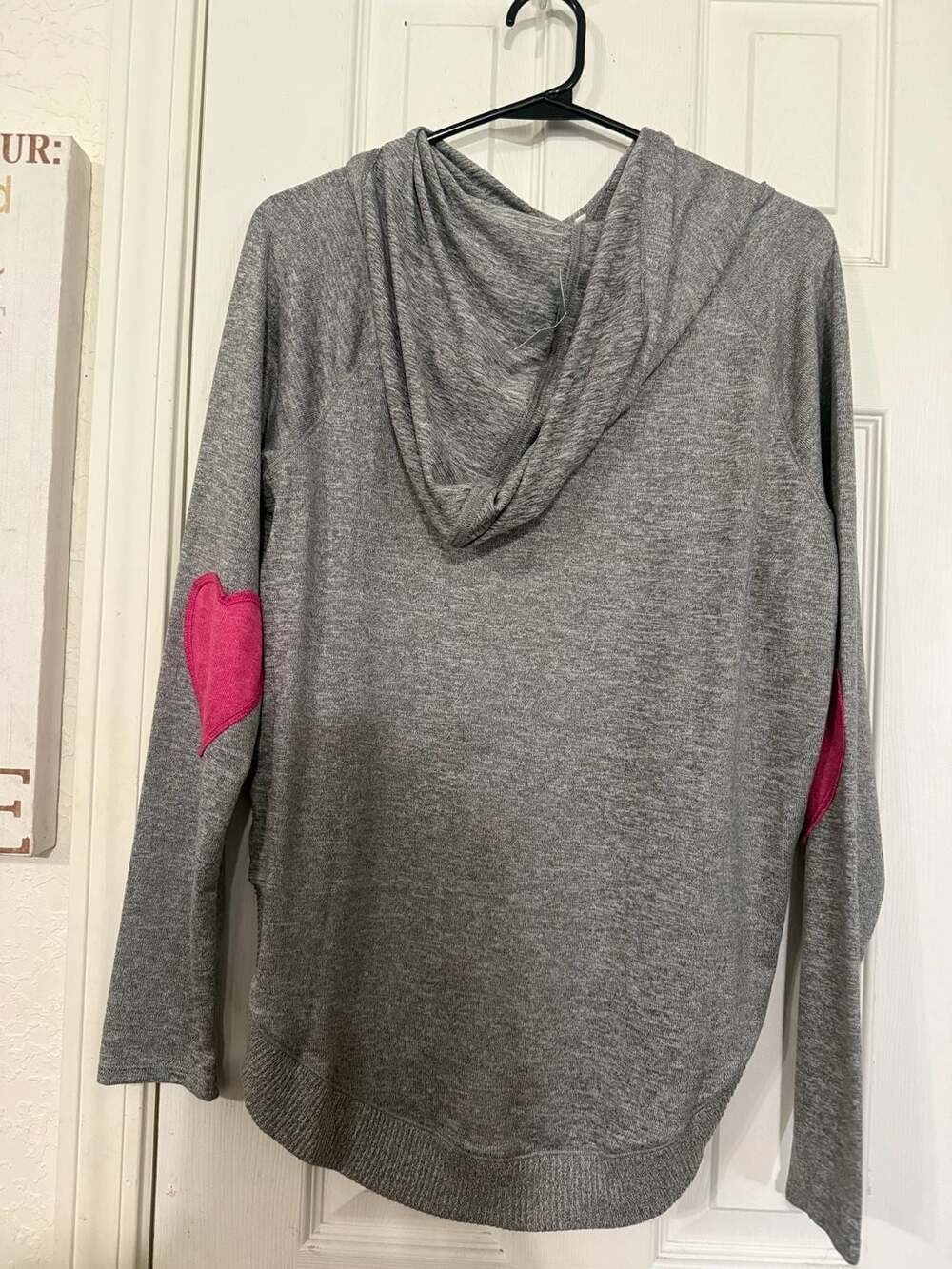 Maurices Haven Love Heart Patch Hoodie Gray Pink - Picture 4 of 6